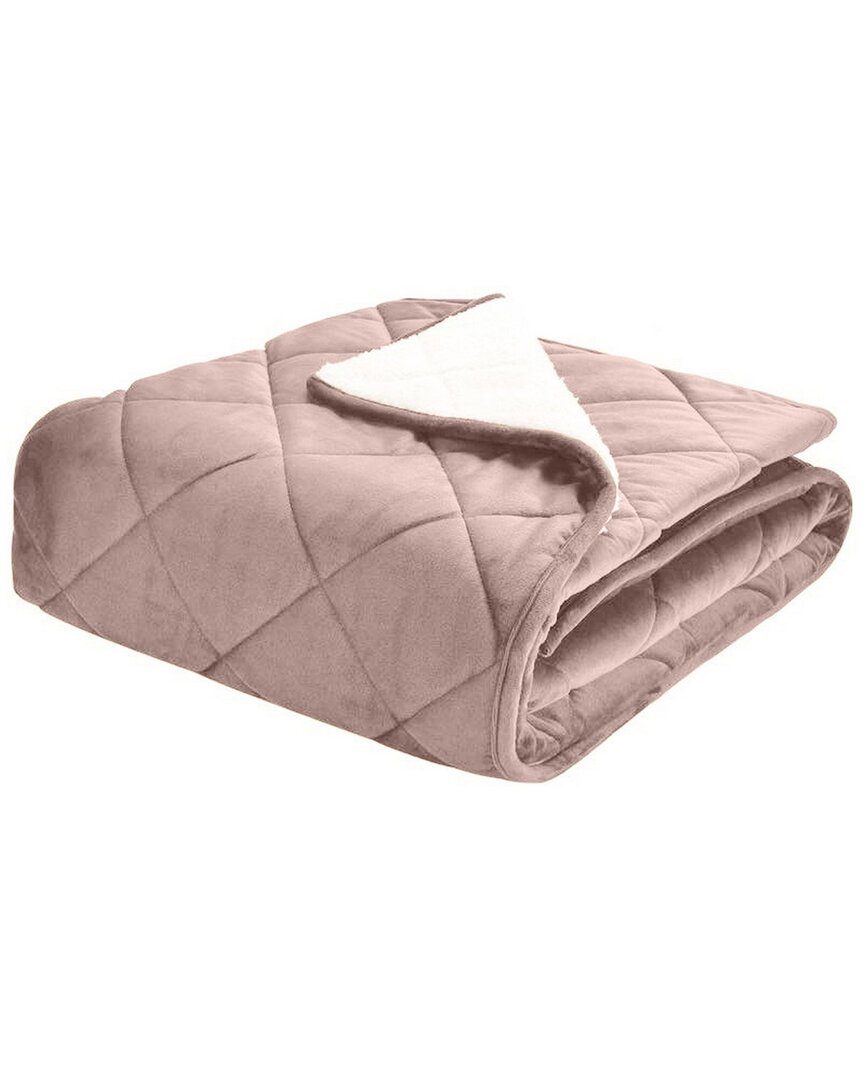 St. James Home Quilted Velvet And Sherpa Foot Pocket Throw In Pink