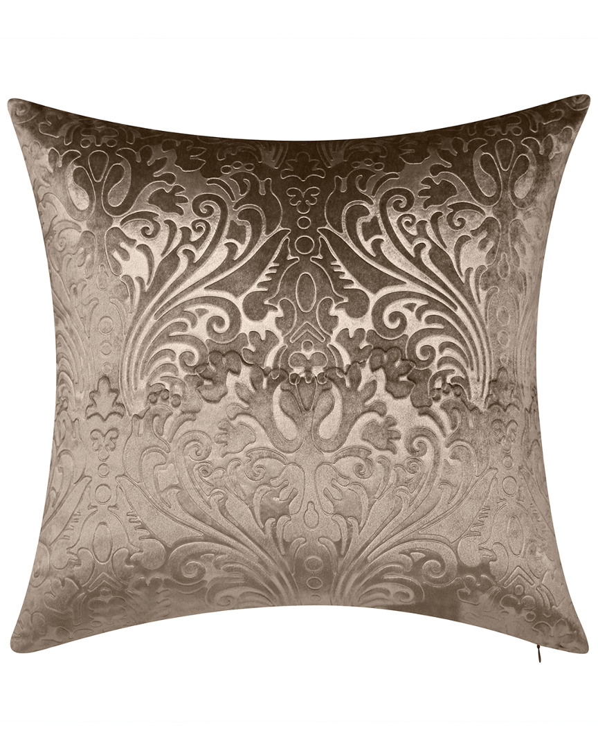 Edie Home Embossed Panne Velvet Decorative Pillow In Mushroom