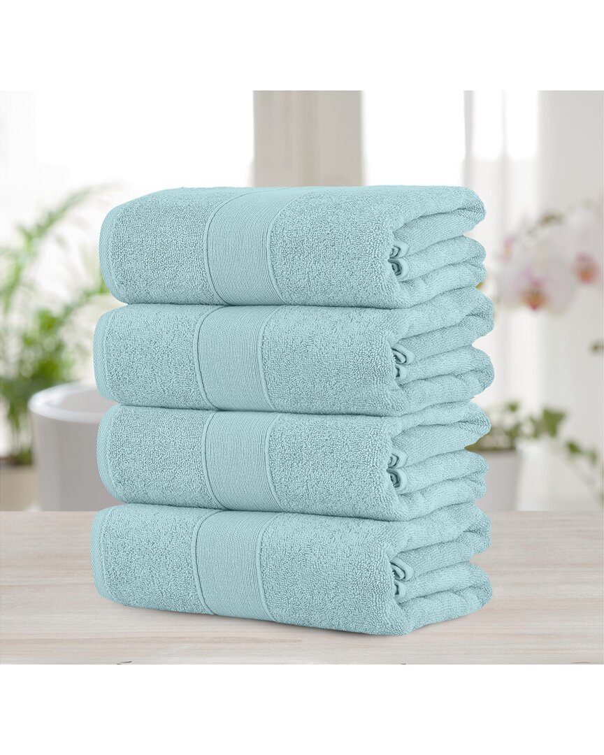 Chic Home Luxurious 4pc Pure Turkish Cotton Bath Towel Set In Blue