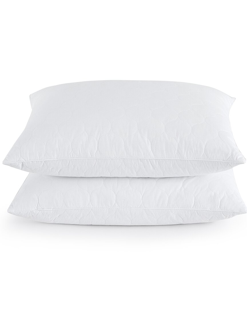 Unikome Set Of 2 Teardrop Quilted Down Bed Pillows In White