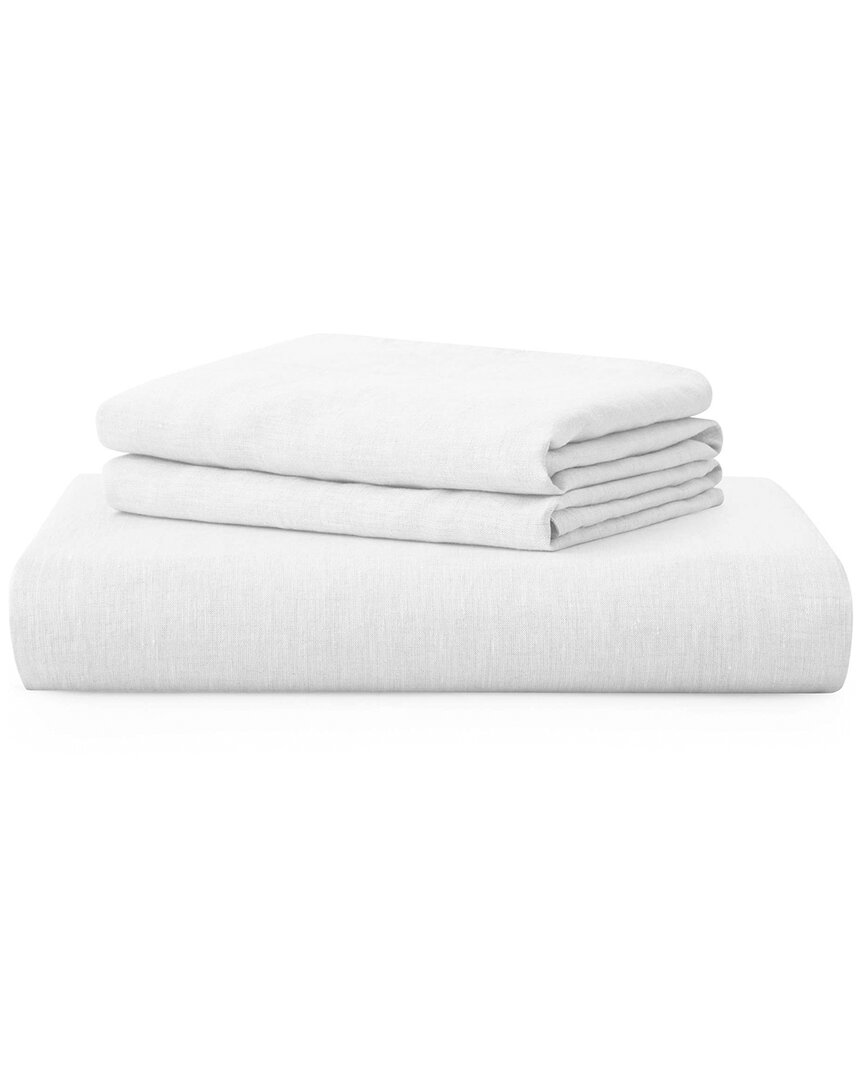 Unikome Soft Washed Linen Duvet Cover Set In White