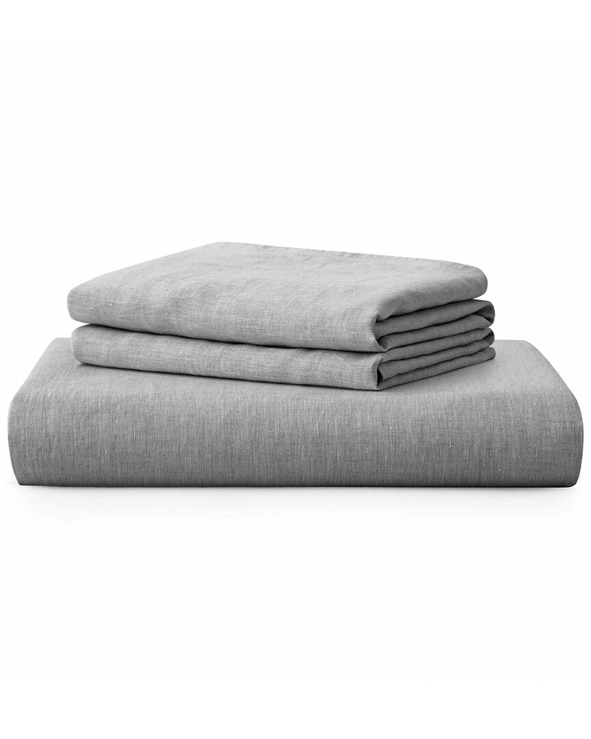 Unikome Soft Washed Linen Duvet Cover Set In Gray
