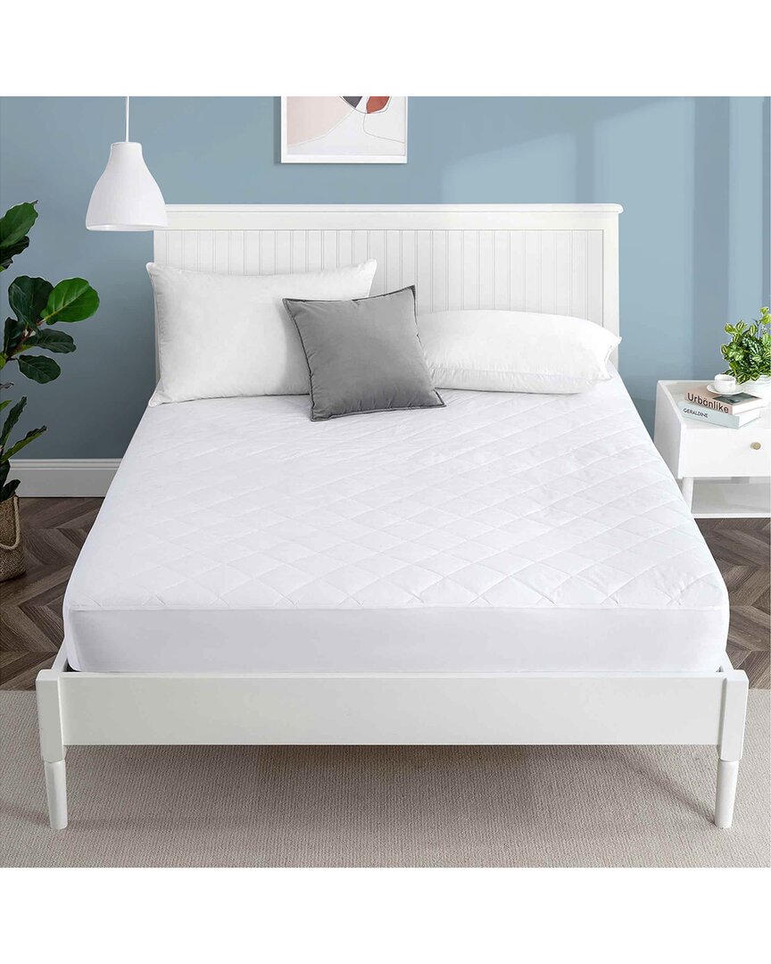 Unikome Breathable Square Quilted Fitted Mattress Pad In White