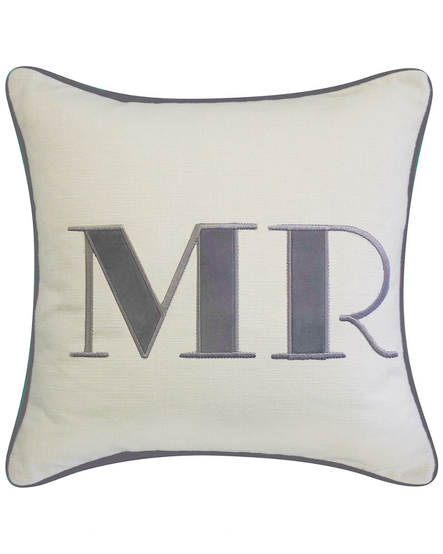 Edie Home Celebrations Embroidered Mr Decorative Pillow In Multi