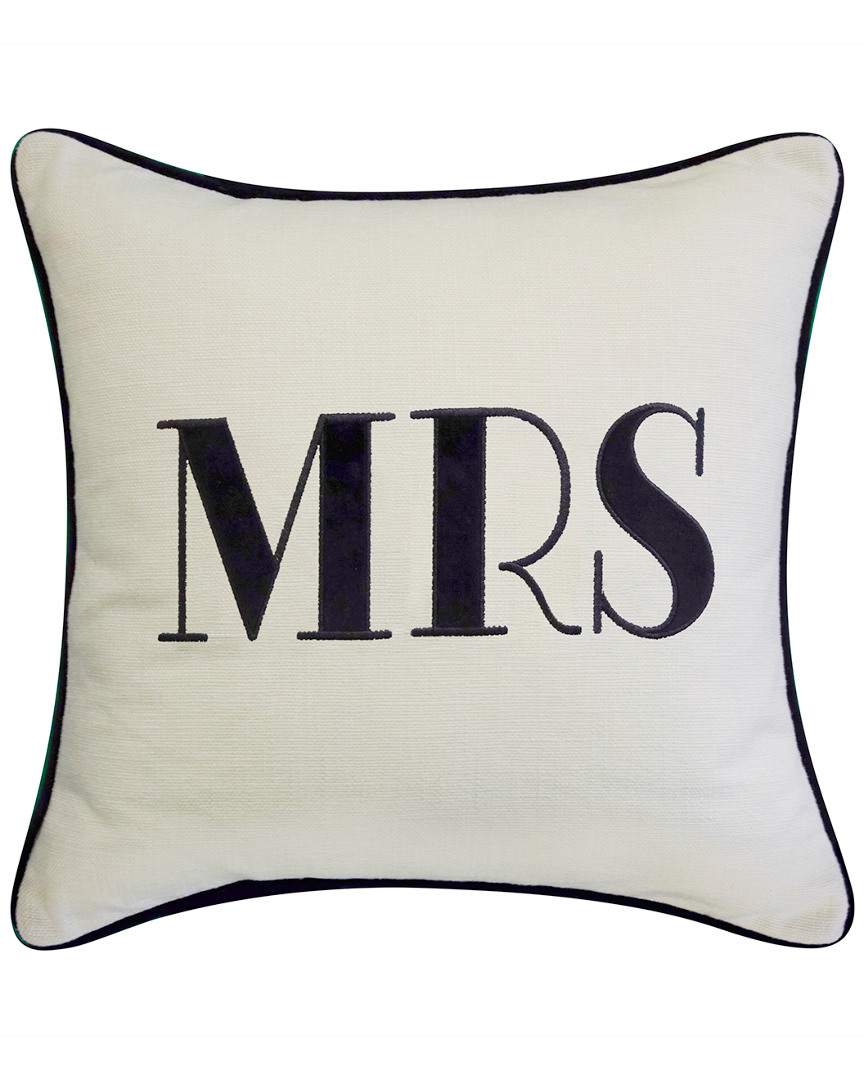 Edie Home Celebrations Embroidered Mrs Decorative Pillow In Multi