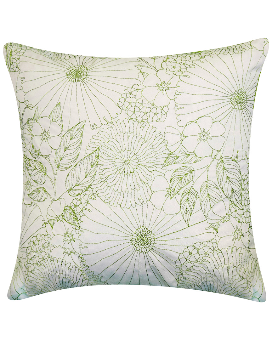 Edie Home Fine Line Embroidered Floral Indoor & Outdoor Decorative Pillow In Multi
