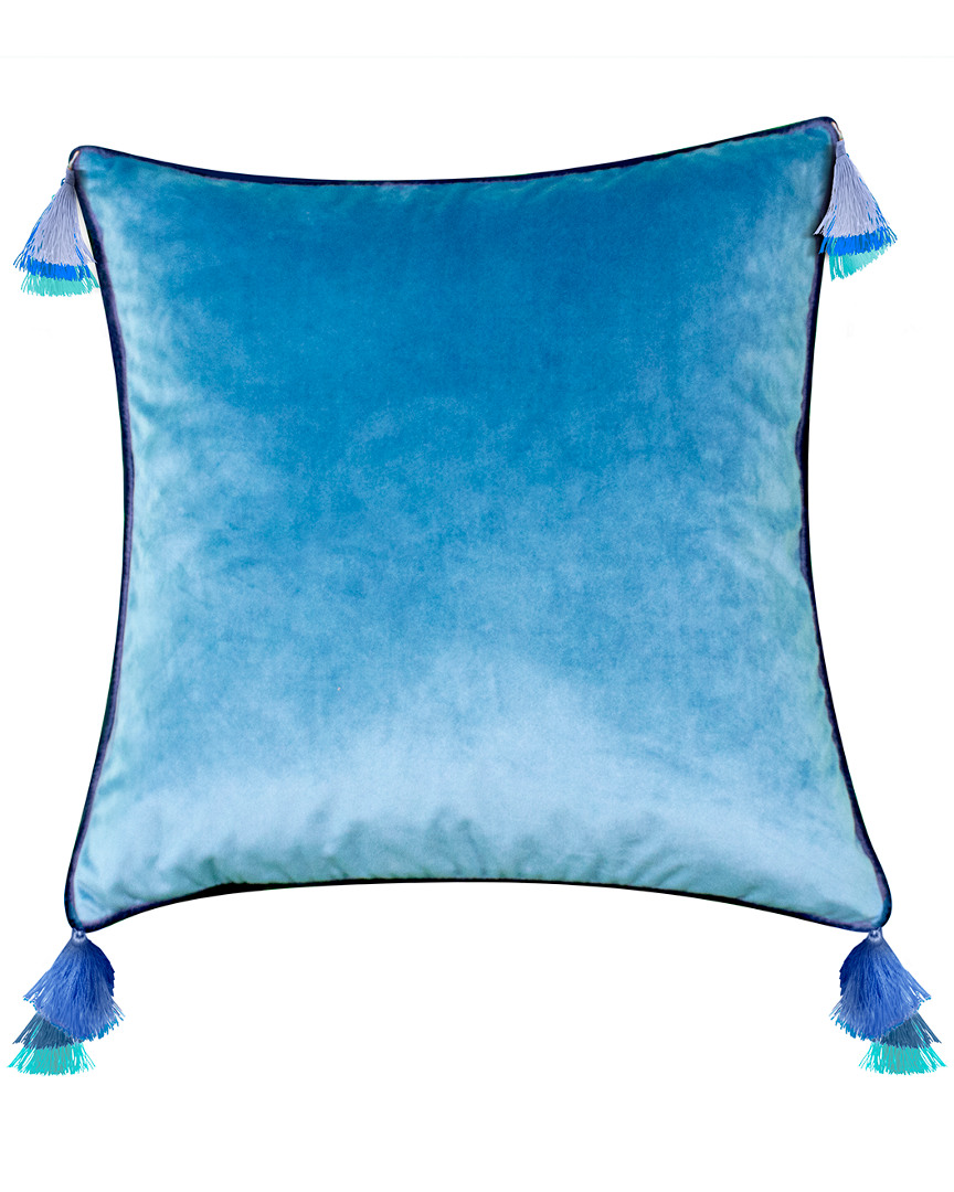 Edie Home Velvet Reversible Tassel Decorative Pillow In Multi
