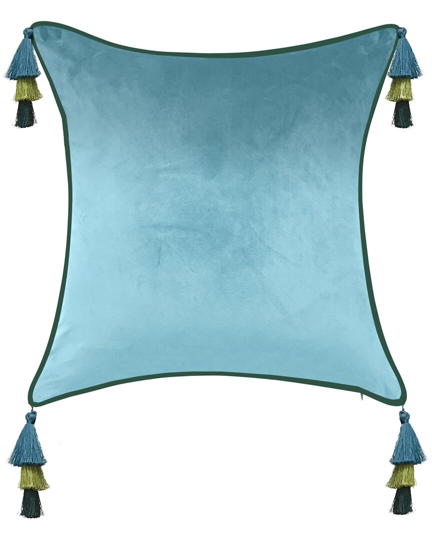 Edie Home Velvet Reversible Tassel Decorative Pillow In Multi