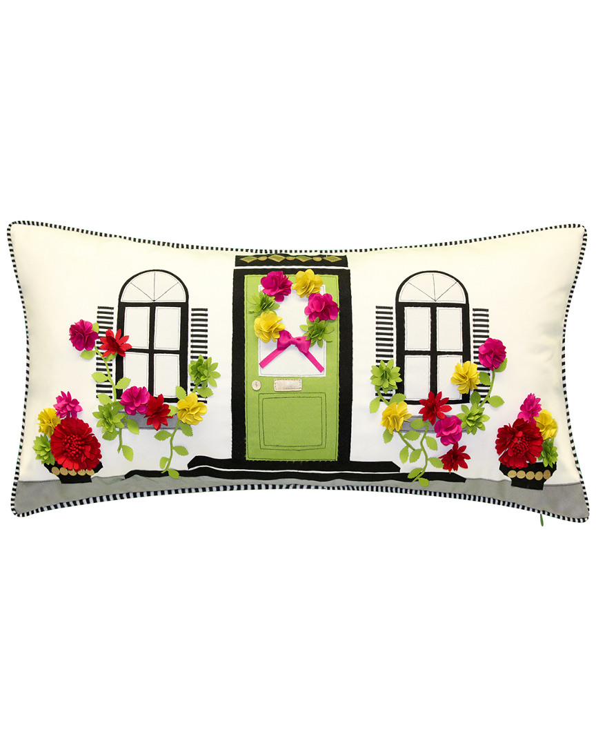 Edie Home Dimensional Flowers Home Indoor/outdoor Decorative Pillow In Multi