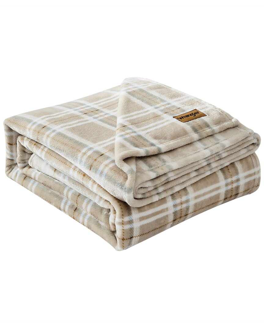 Shop Wrangler Jackson Plaid Ultra Soft Plush Fleece Blanket In Brown