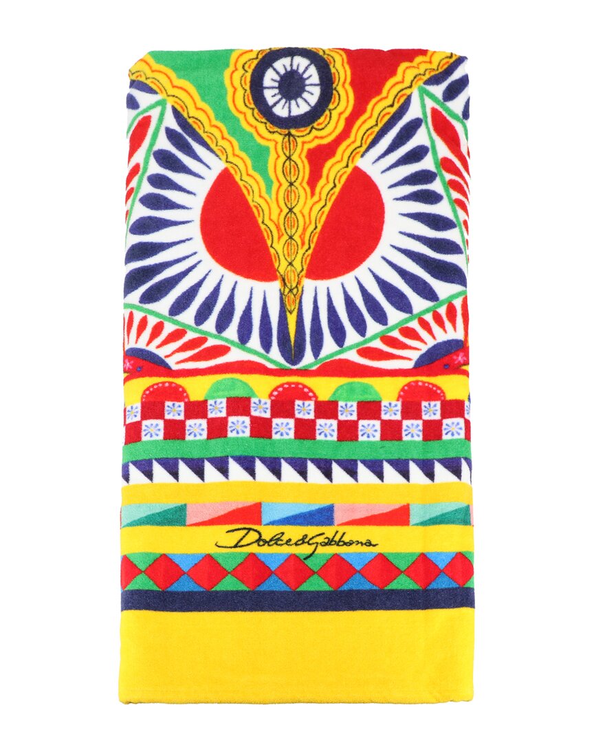 Dolce & Gabbana Terry Cotton Beach Towel In Multi