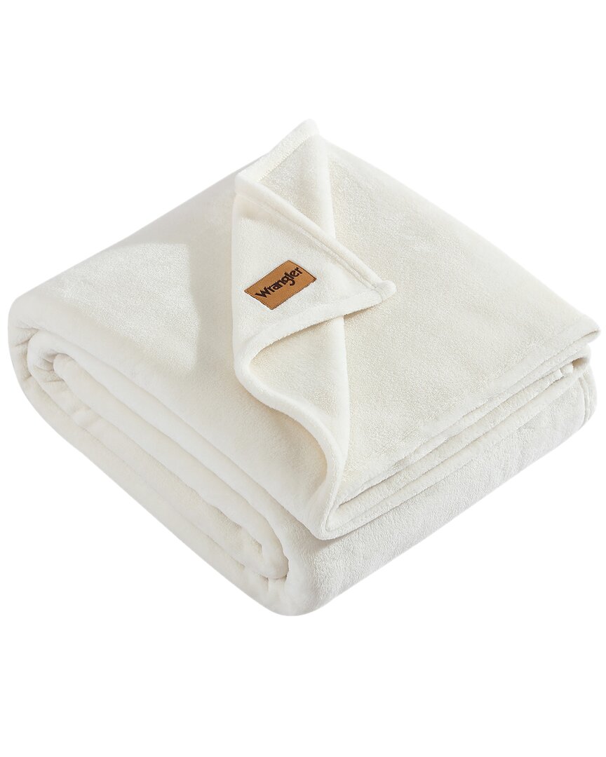 Wrangler Wgr Solid Ultra Soft Plush Fleece Blanket In Brown