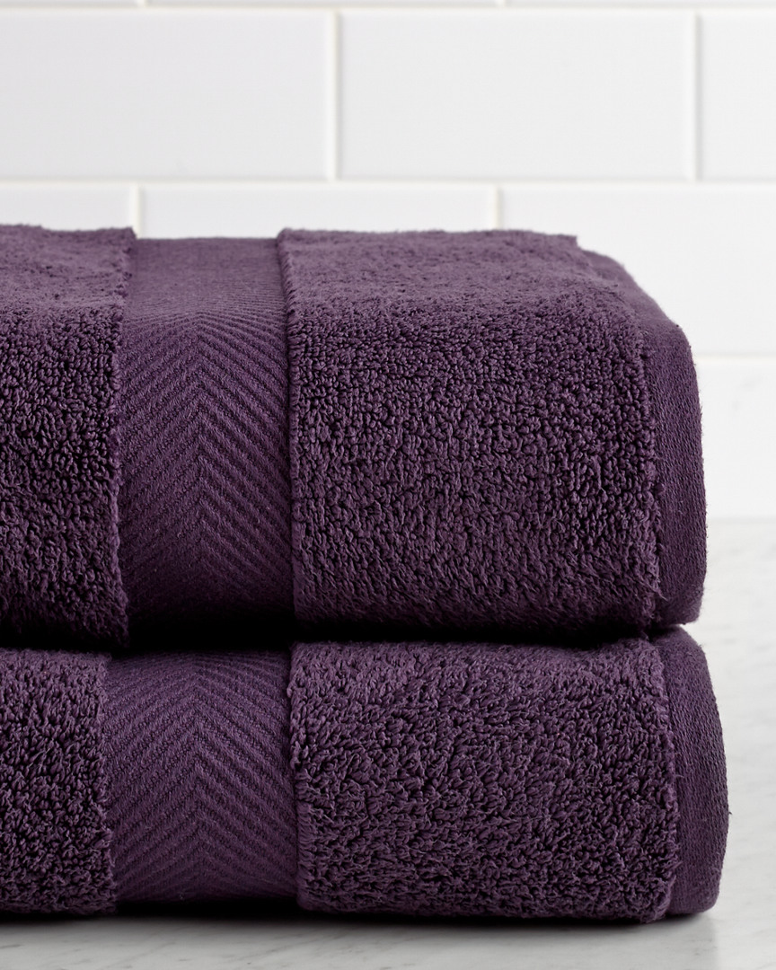 Superior Highly Absorbent Zero Twist 2pc Bath Sheet Set In Purple