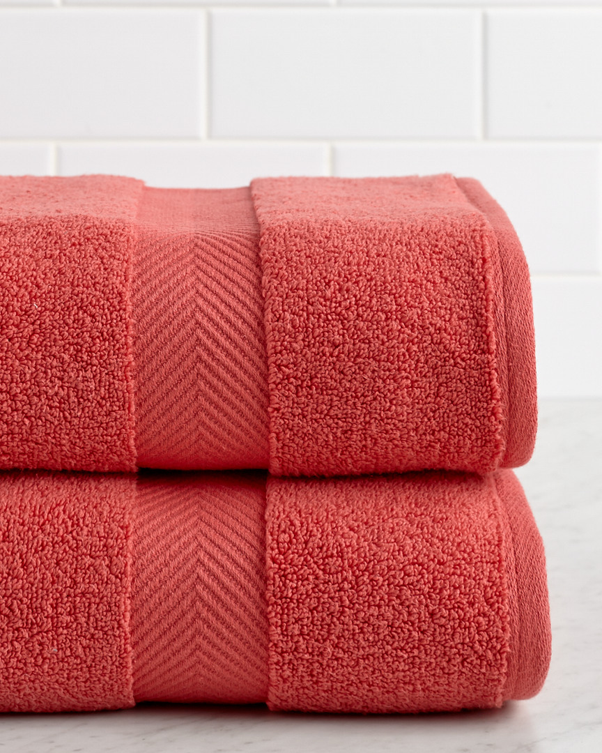 Superior Highly Absorbent Zero Twist 2pc Bath Towel Set In Orange