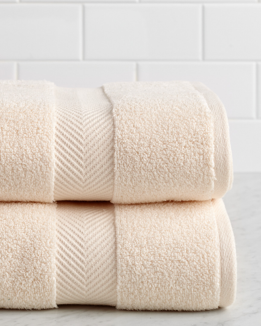 Superior Highly Absorbent Zero Twist 2pc Bath Towel Set In White