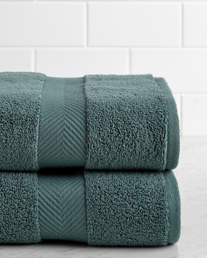 Superior Highly Absorbent Zero Twist 2pc Bath Towel Set In Green