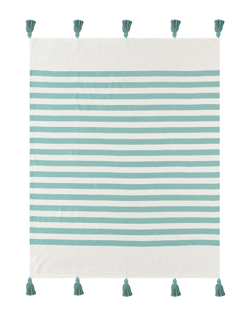 Lr Home Harrison Striped Hand-woven Throw Blanket In Blue
