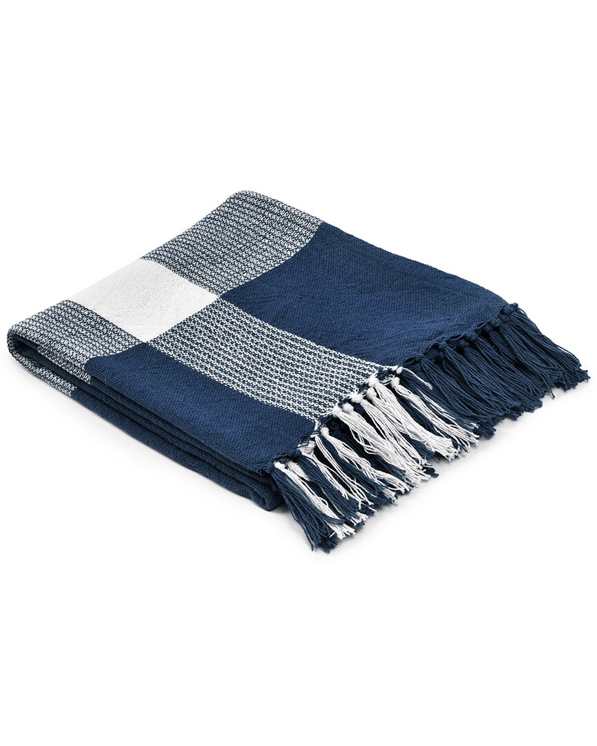 Lr Home Hipolyta Tartan/plaid Hand-woven Throw Blanket In Blue