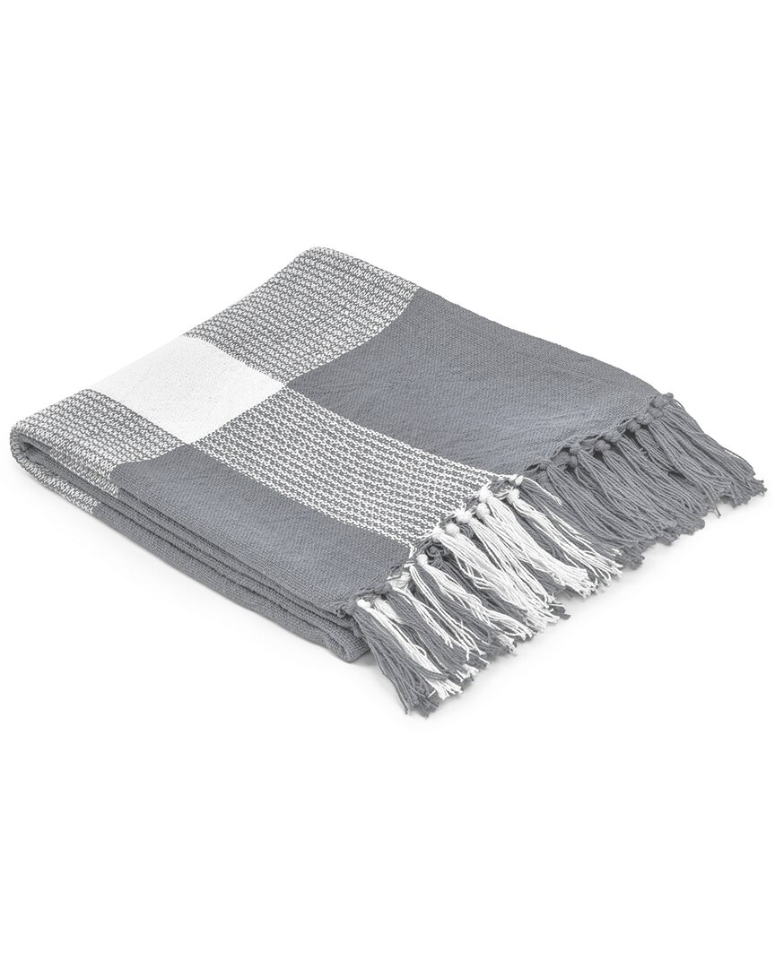 Lr Home Hipolyta Tartan/plaid Hand-woven Throw Blanket In Grey