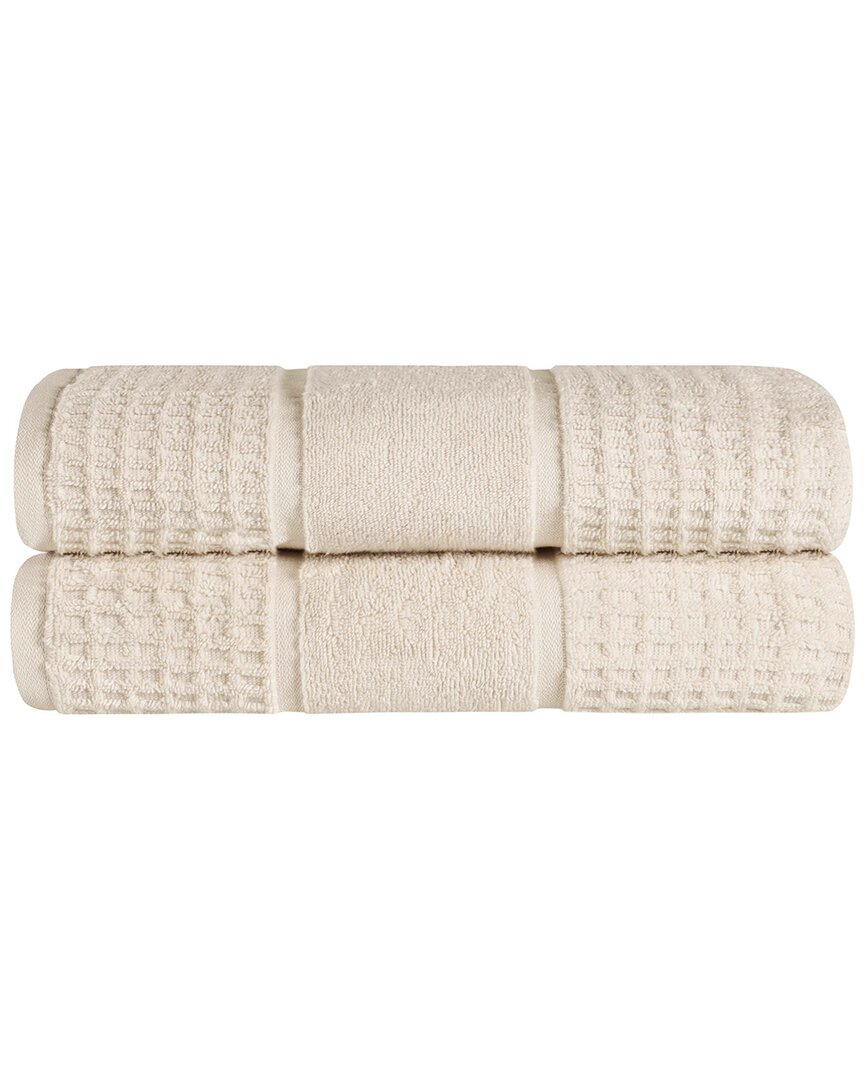 Superior Set Of 2 Zero Twist Cotton Waffle Honeycomb Plush Soft Absorbent Bath Sheets