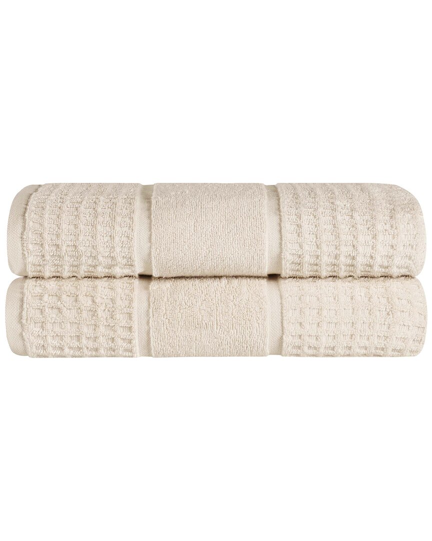 SUPERIOR SUPERIOR SET OF 2 ZERO TWIST COTTON WAFFLE HONEYCOMB PLUSH SOFT ABSORBENT BATH  SHEETS