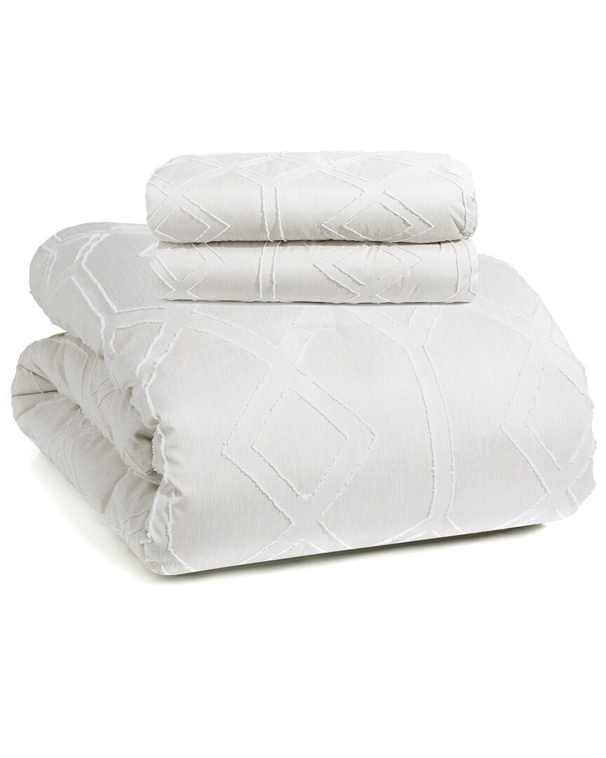 Unikome Textured Clipped Jacquard Comforter Set In White