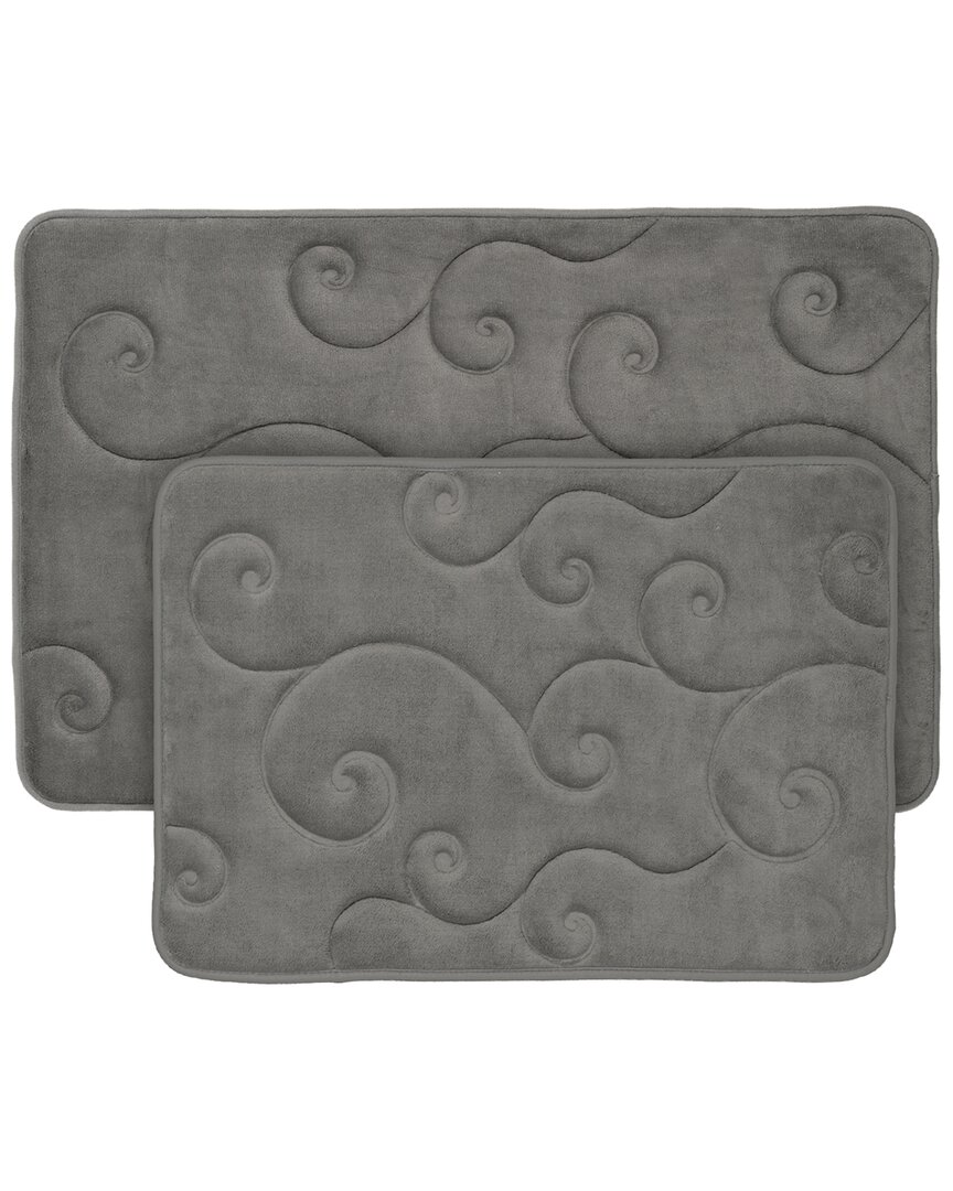 Lavish Home 2p Memory Foam Bath Mat Set In Platinum
