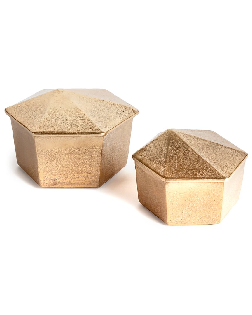 Napa Home & Garden Set Of 2 Luca Lidded Boxes In Gold