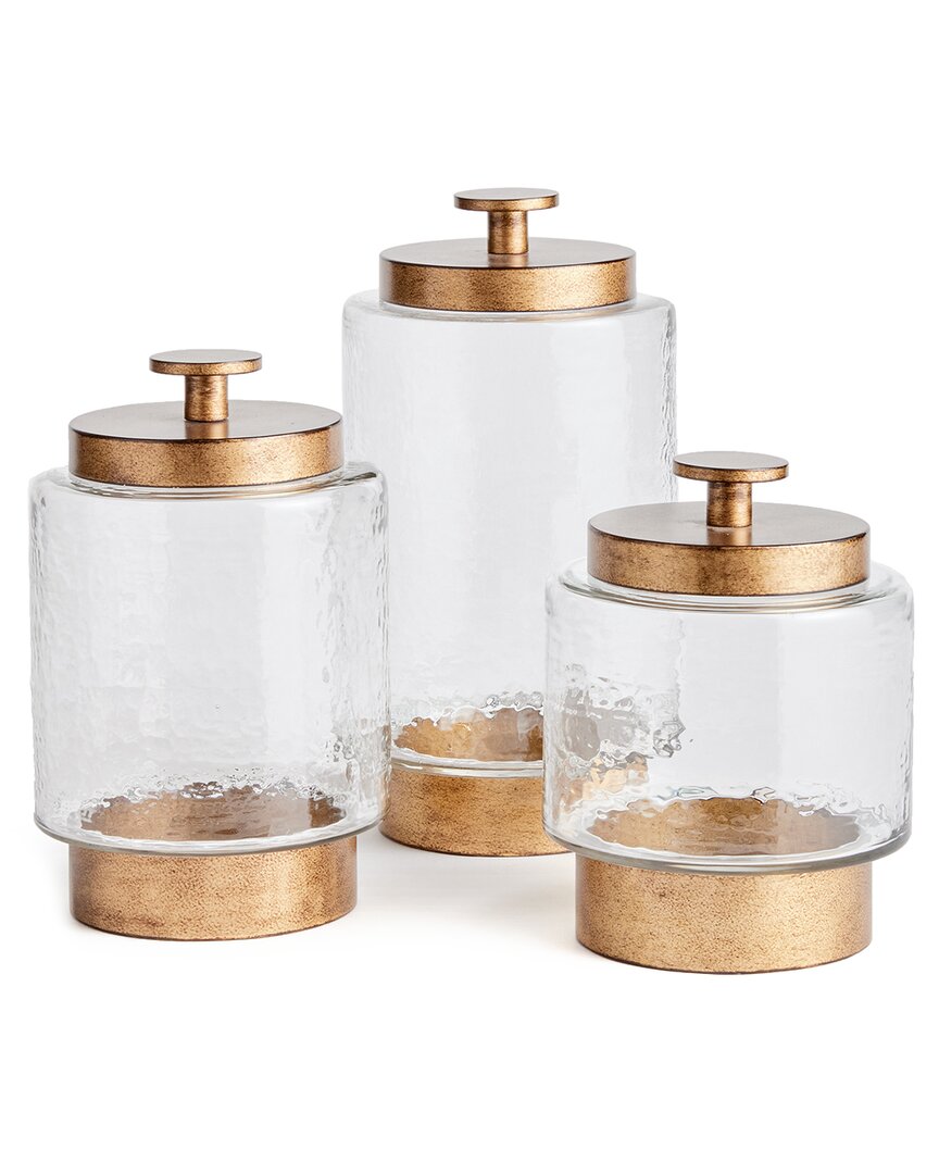 Napa Home & Garden Set Of 3 Braiden Canisters In Gold
