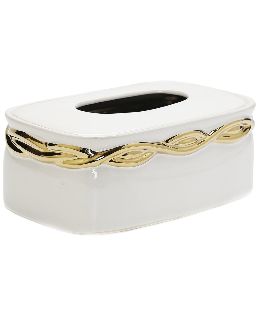 Shop Vivience White Tissue Box With Gold Rounded Design