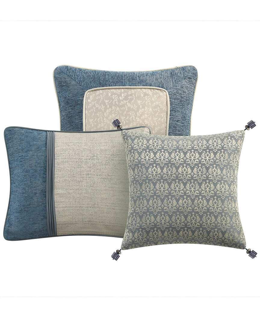 Shop Waterford Laurent Set Of 3 Decorative Pillows In Navy