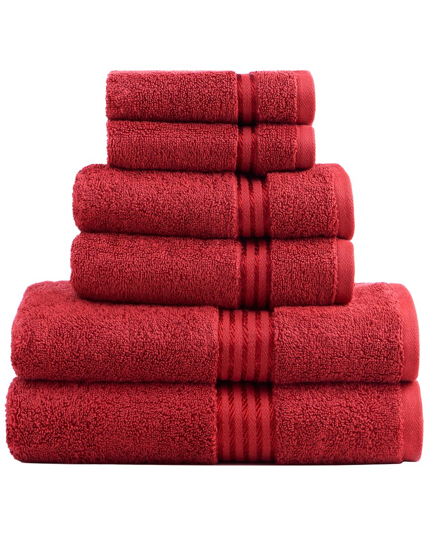 Comfort & Care Plush 6pc Towel Set In Red