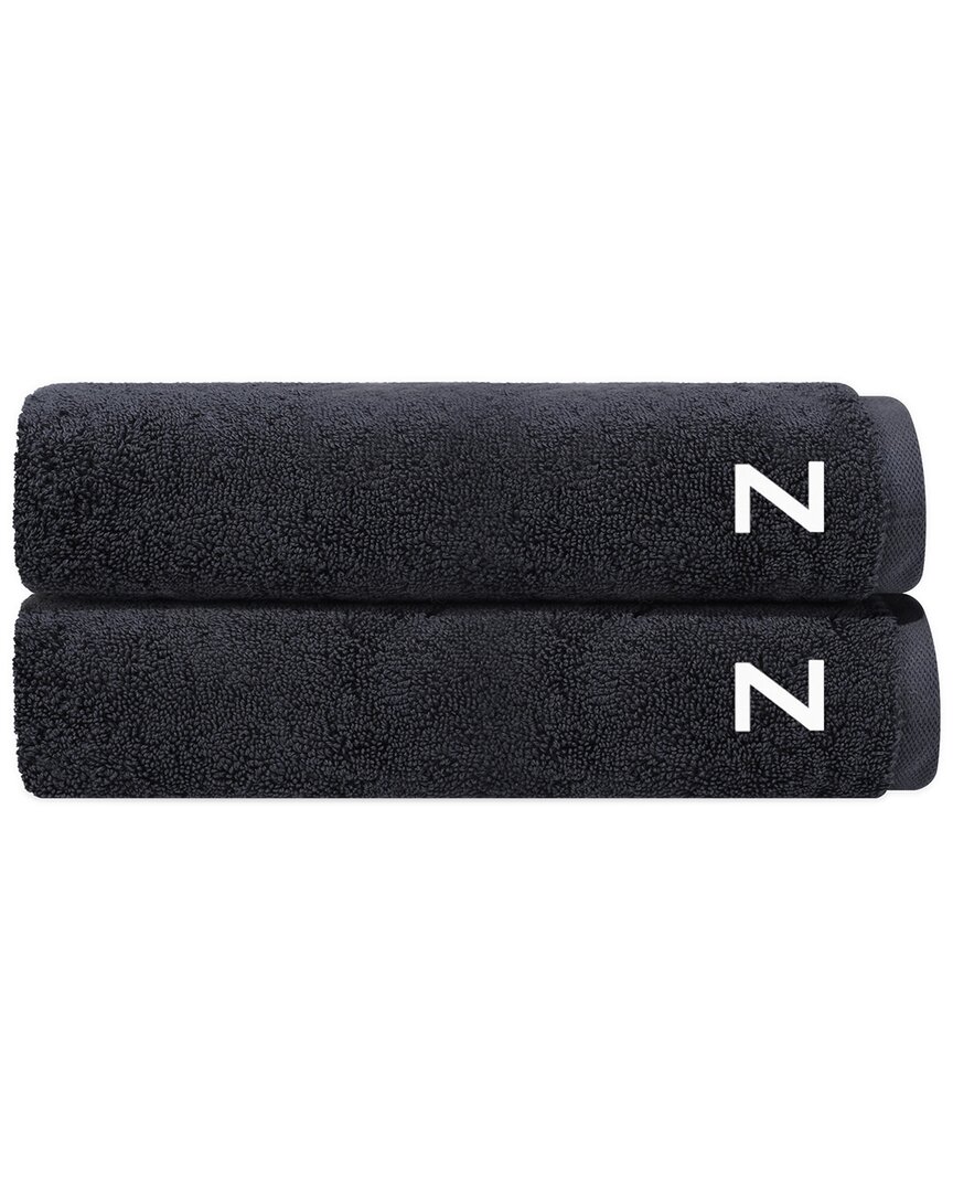 Depera Home Set Of 2 Puresoft Monogrammed Turkish Bath Towels In Gray