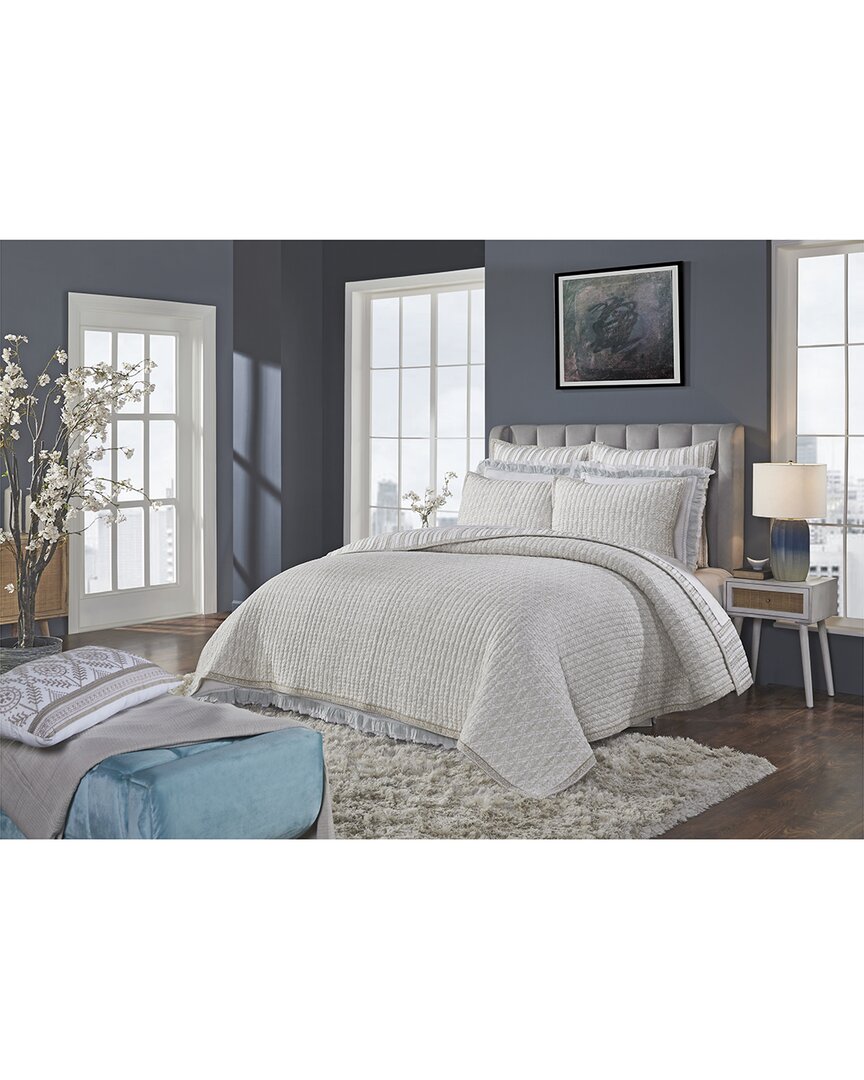 Orchids Lux Home Serenity Printed Reversible Quilt In Gray
