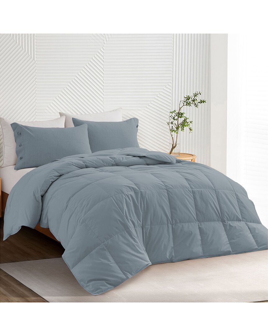 Unikome All-season Organic Cotton Down Comforter In Blue