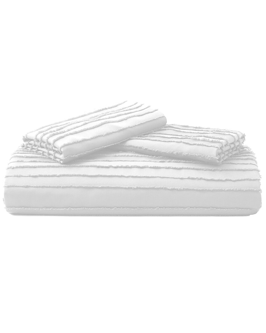 Unikome Clipped Jacquard Geometric Duvet Cover Set In White