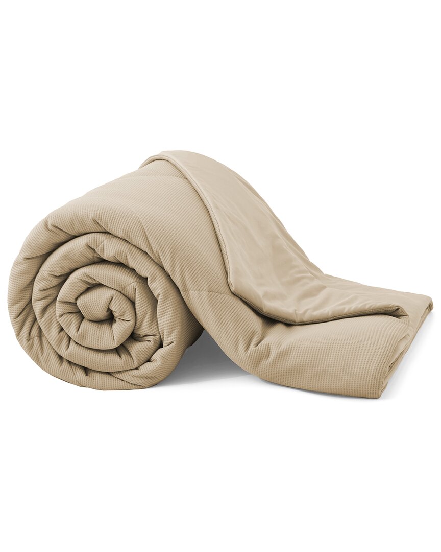 Unikome Cooling Ice Silky Waffle Dual-side Blanket For Summer In Beige