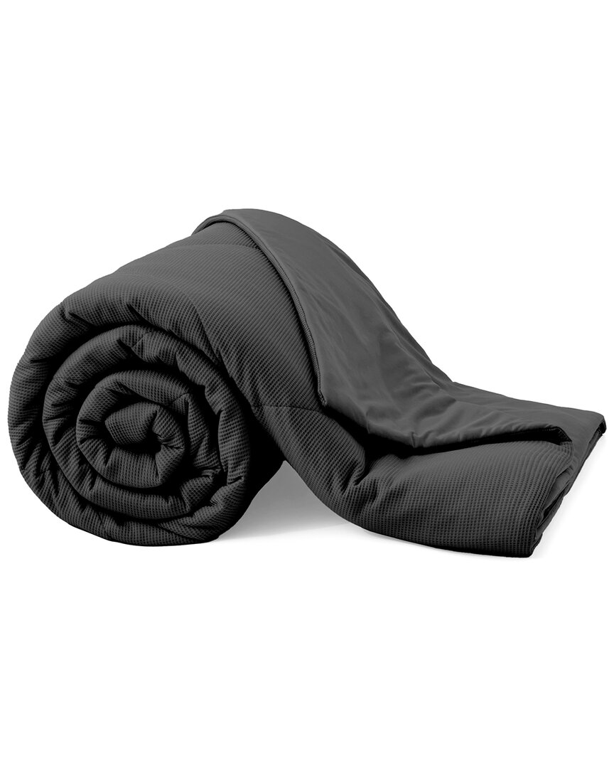 Unikome Cooling Ice Silky Waffle Dual-side Blanket For Summer In Black