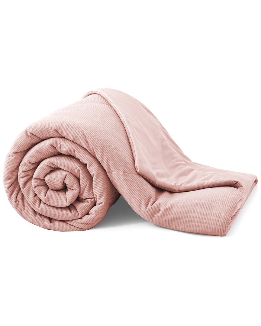 Unikome Cooling Ice Silky Waffle Dual-side Blanket For Summer In Pink