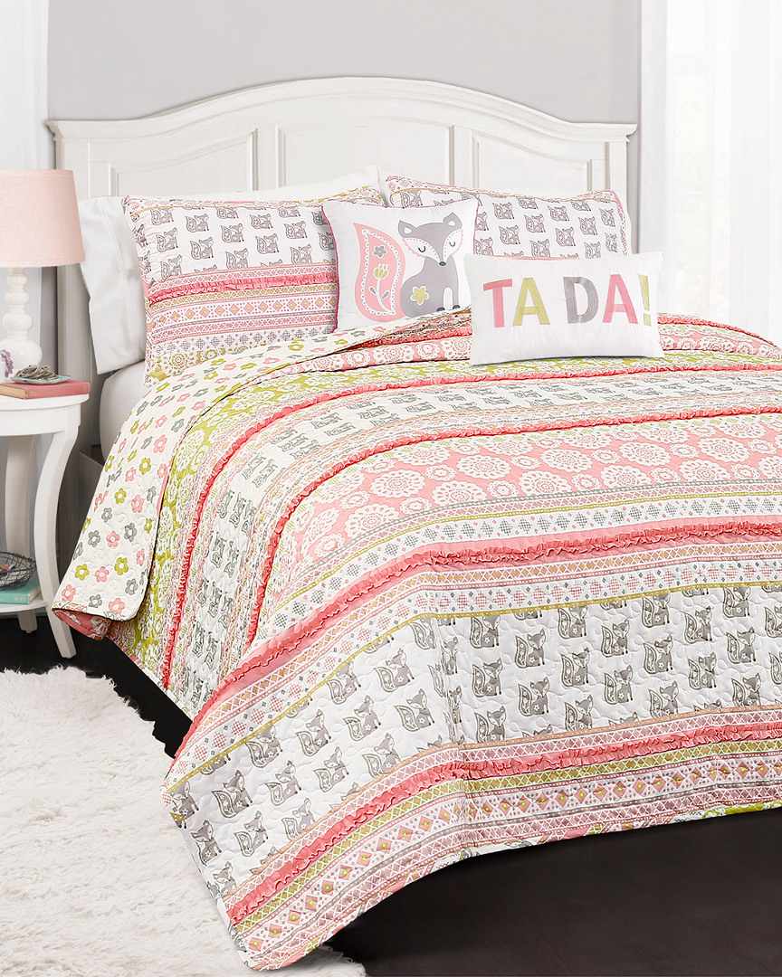 Lush Decor Fox Ruffle Stripe Quilt Set