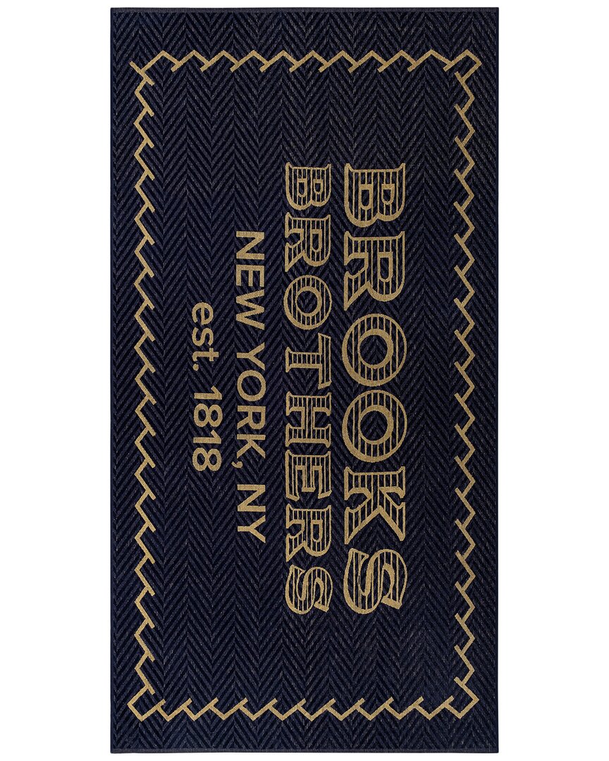 Brooks Brothers Logo Beach Towel In Navy