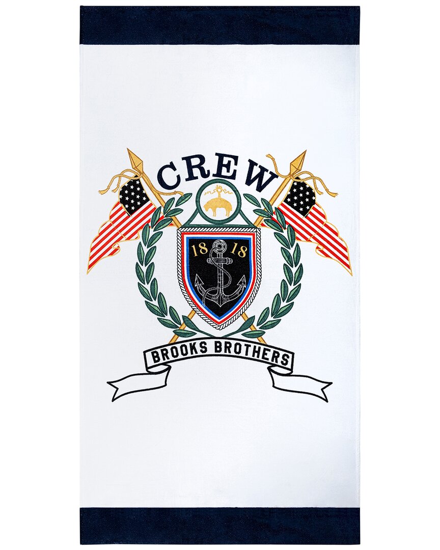 Brooks Brothers Logo Crest Beach Towel In White