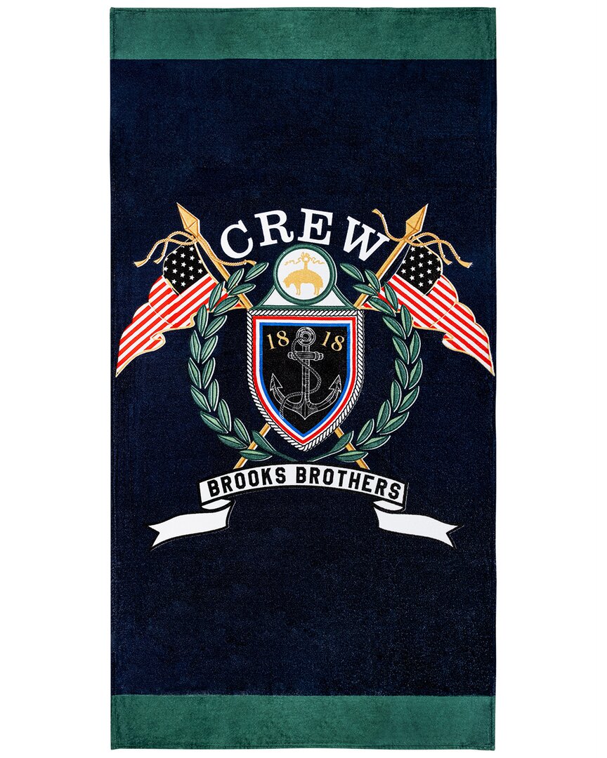 Brooks Brothers Logo Crest Beach Towel In Navy
