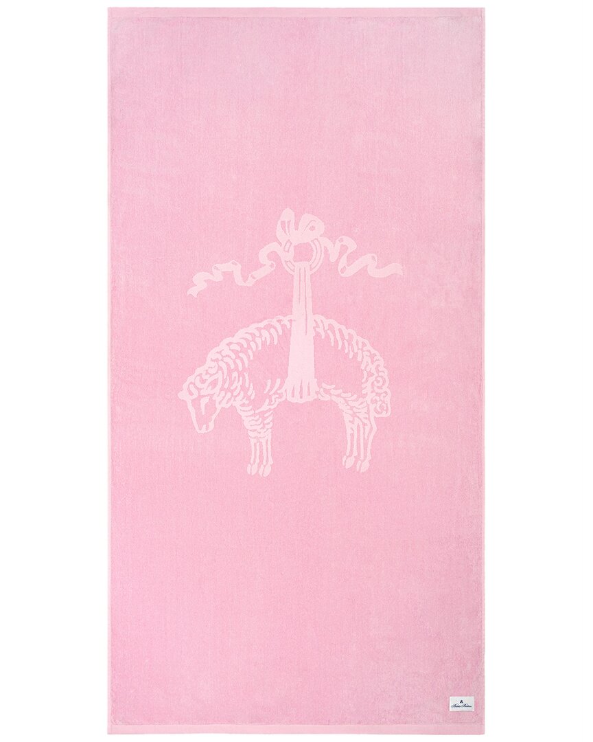 Brooks Brothers Jacquard Logo Beach Towel In Pink