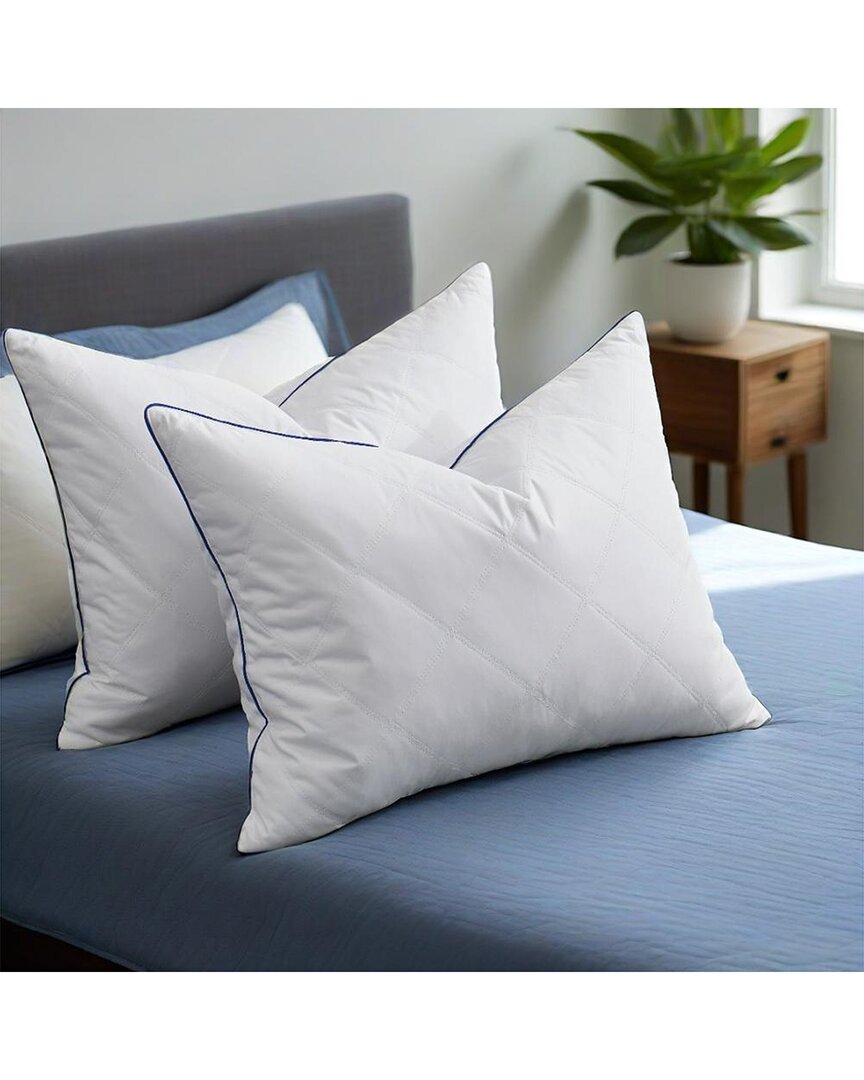 Unikome Set Of 2 Goose Feather Bed Pillows With Quilted Covers