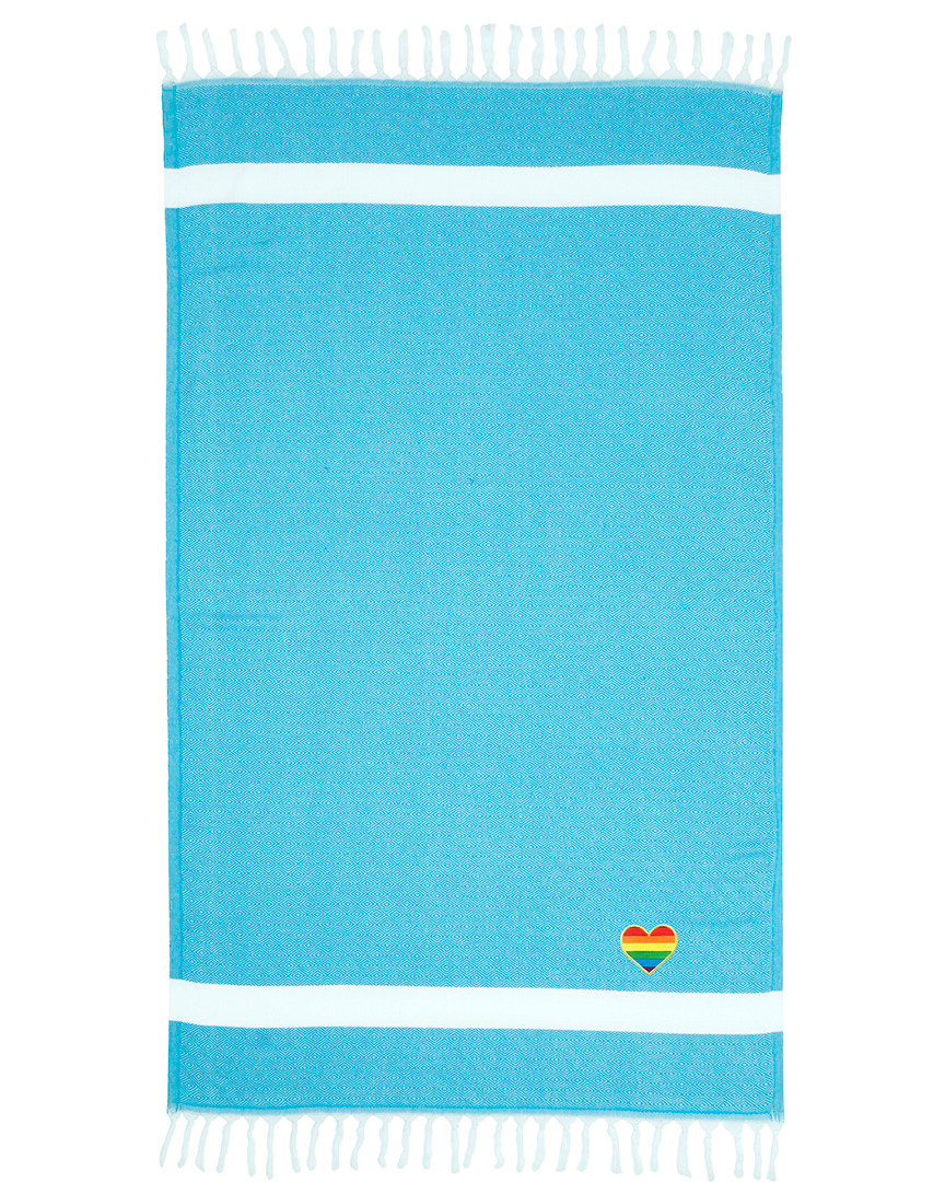 Linum Home Textiles Diamond Rainbow Heart Beach Towel In Turquoise
