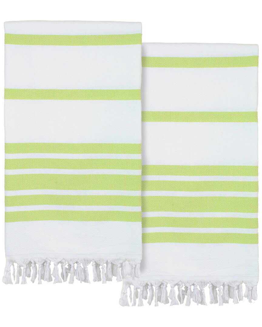 Linum Home Textiles Set Of 2 Herringbone Turkish Cotton Pestemal Beach Towels