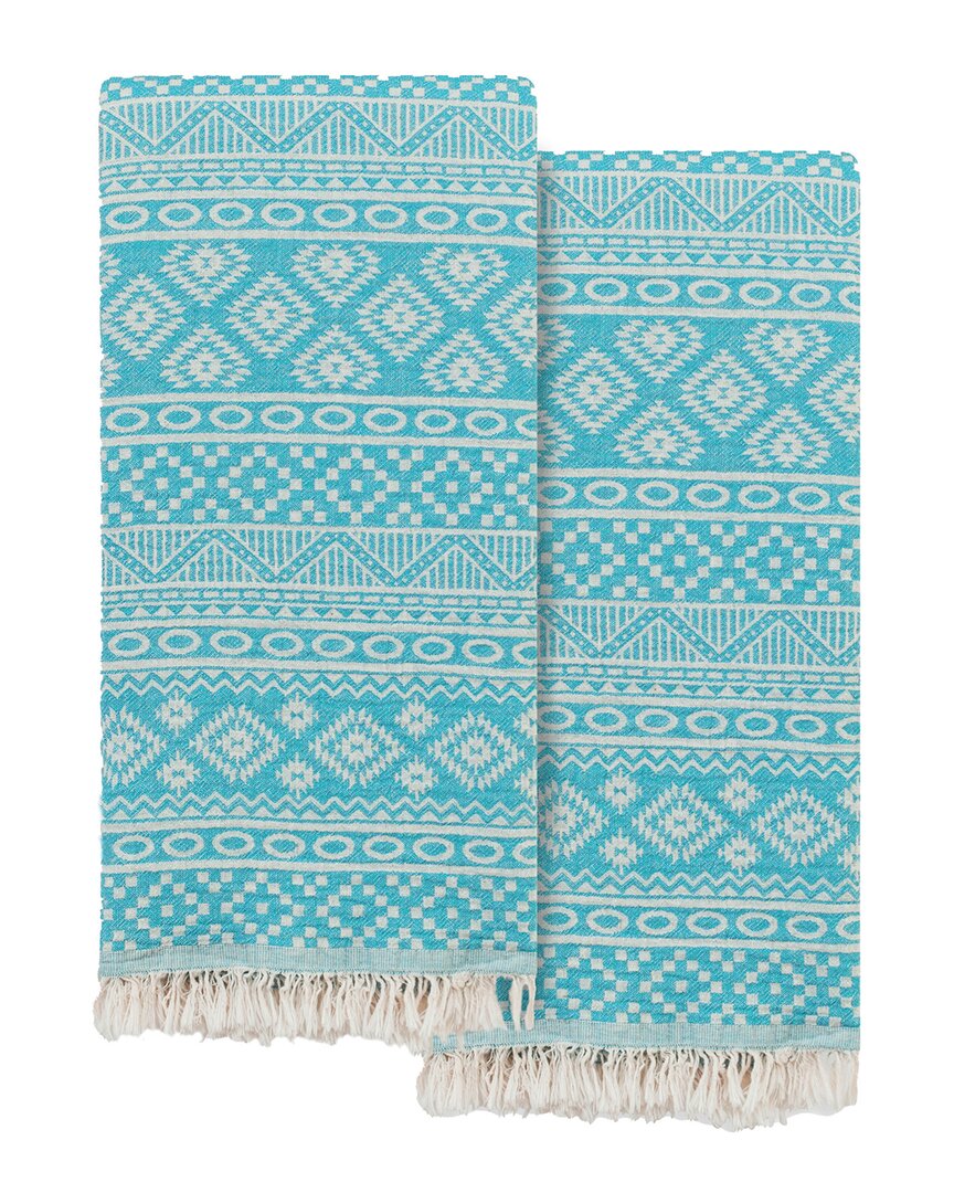 Linum Home Textiles Set Of 2 Sea Breeze Turkish Cotton Pestemal Beach Towels