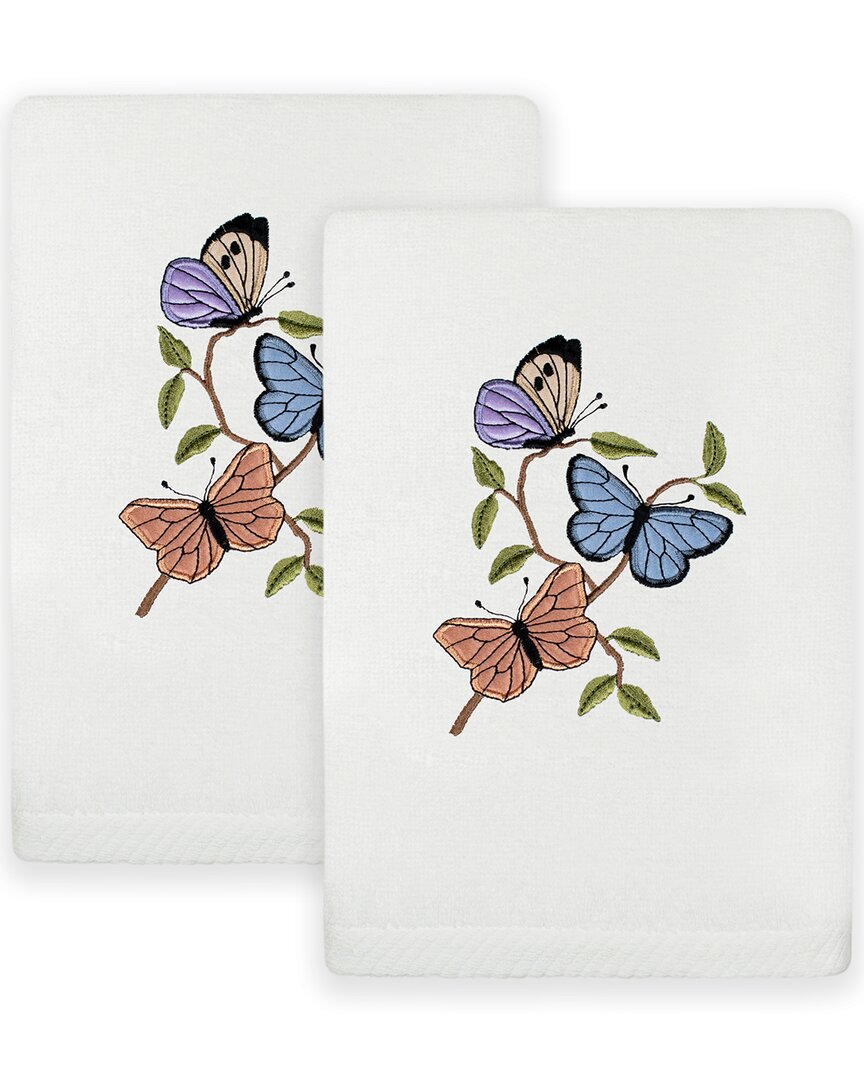 Shop Linum Home Textiles Set Of 2 Spring Butterflies Embroidered Luxury Hand Towels