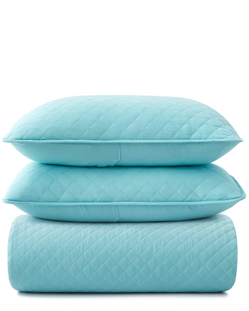 Unikome Reversible Quilted Coverlet Set In Green